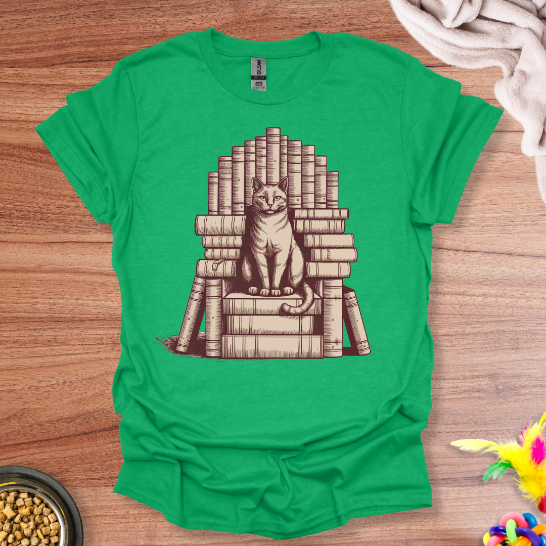 Cat Book Throne T-Shirt