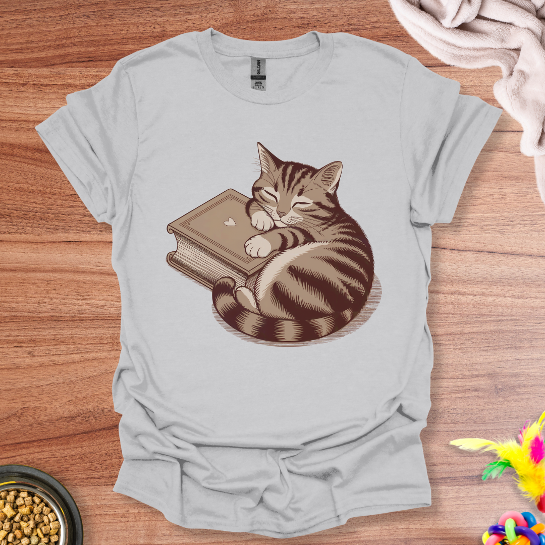 Cat Hugging A Book T-Shirt