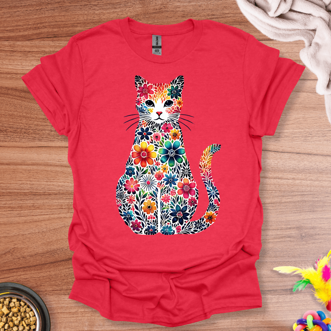 Floral Feline Silhouette T-Shirt