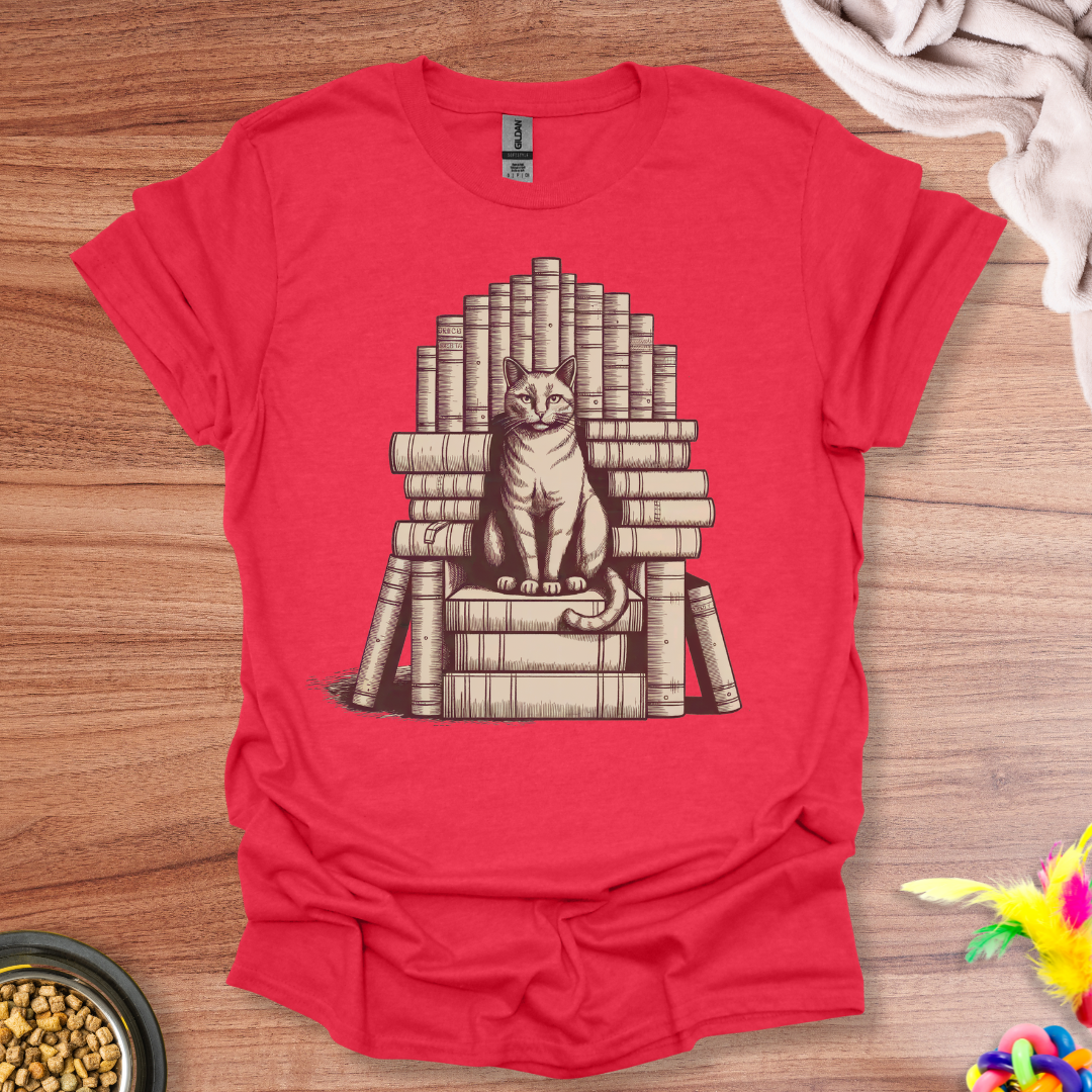 Cat Book Throne T-Shirt