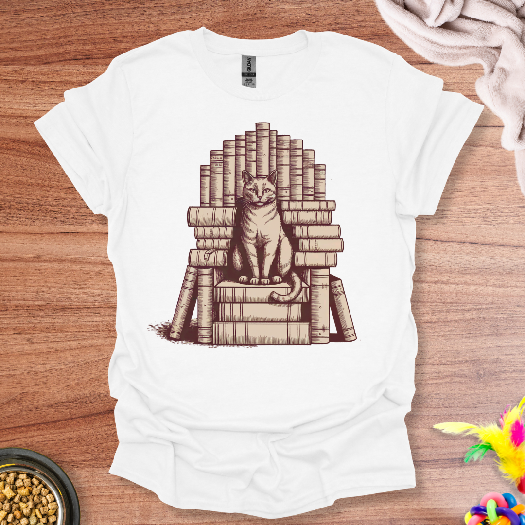 Cat Book Throne T-Shirt