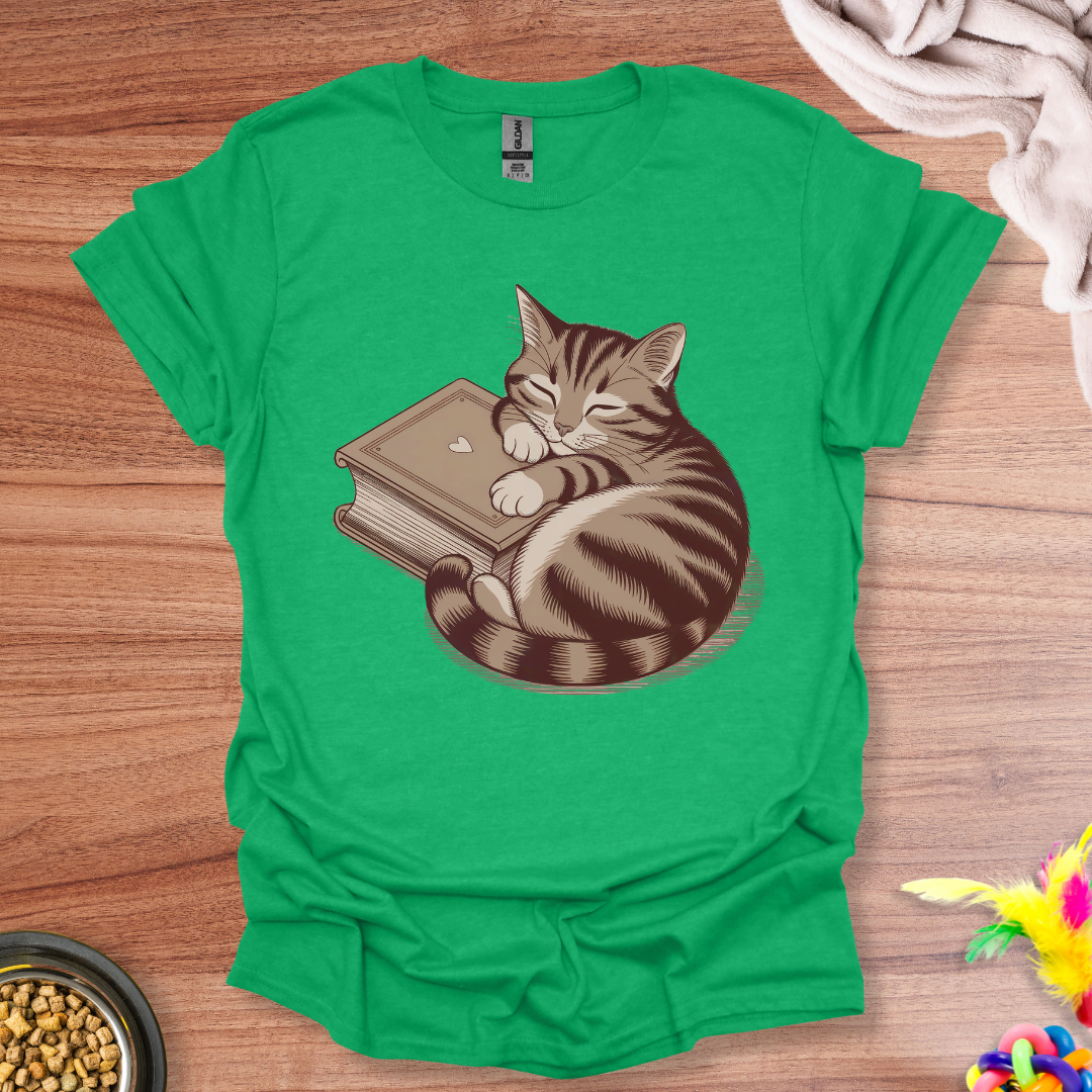 Cat Hugging A Book T-Shirt