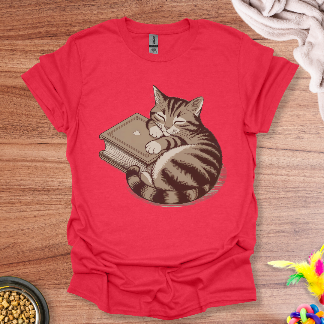 Cat Hugging A Book T-Shirt