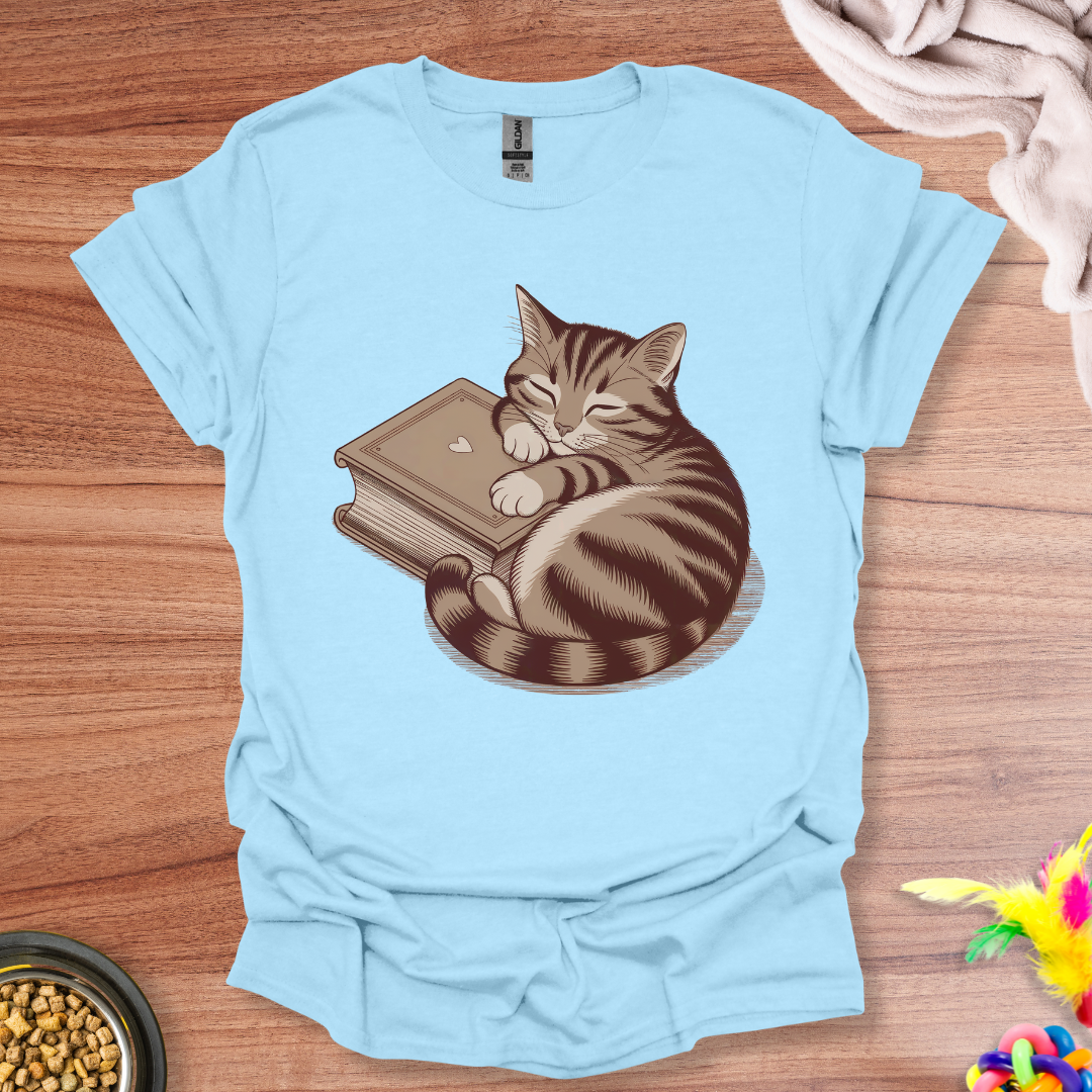 Cat Hugging A Book T-Shirt