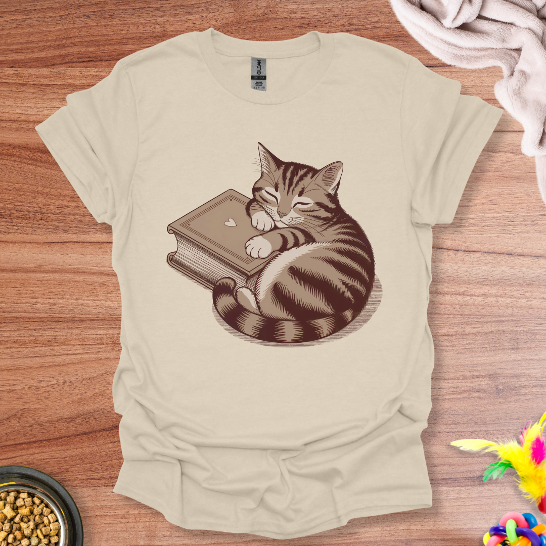 Cat Hugging A Book T-Shirt
