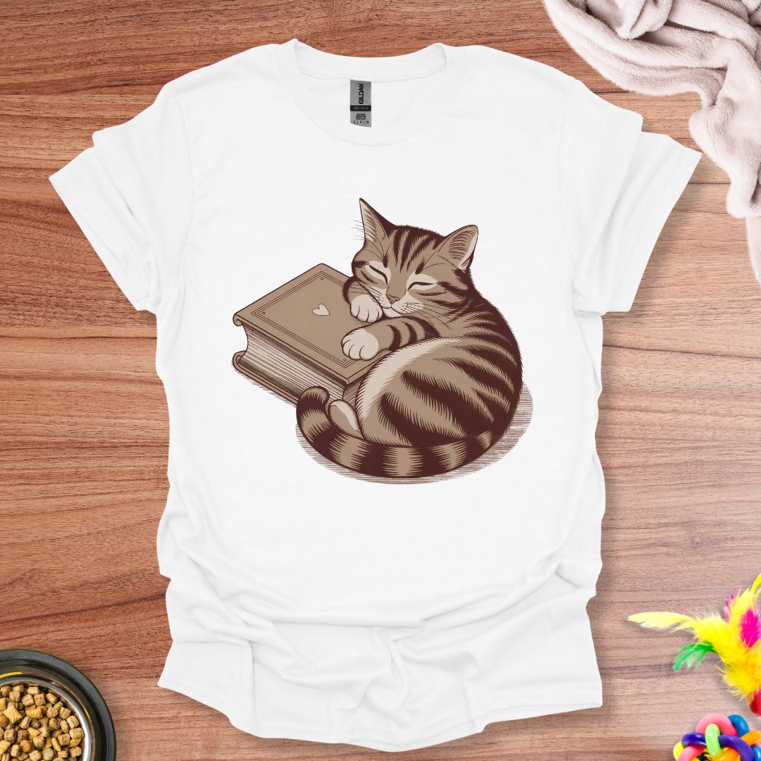 Cat Hugging A Book T-Shirt