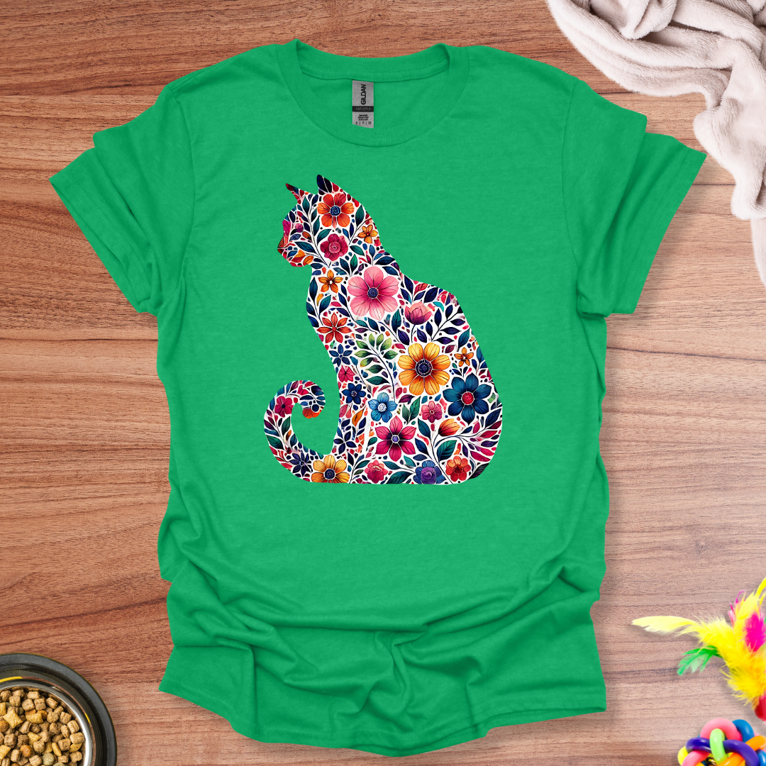Floral Feline Elegance T-Shirt