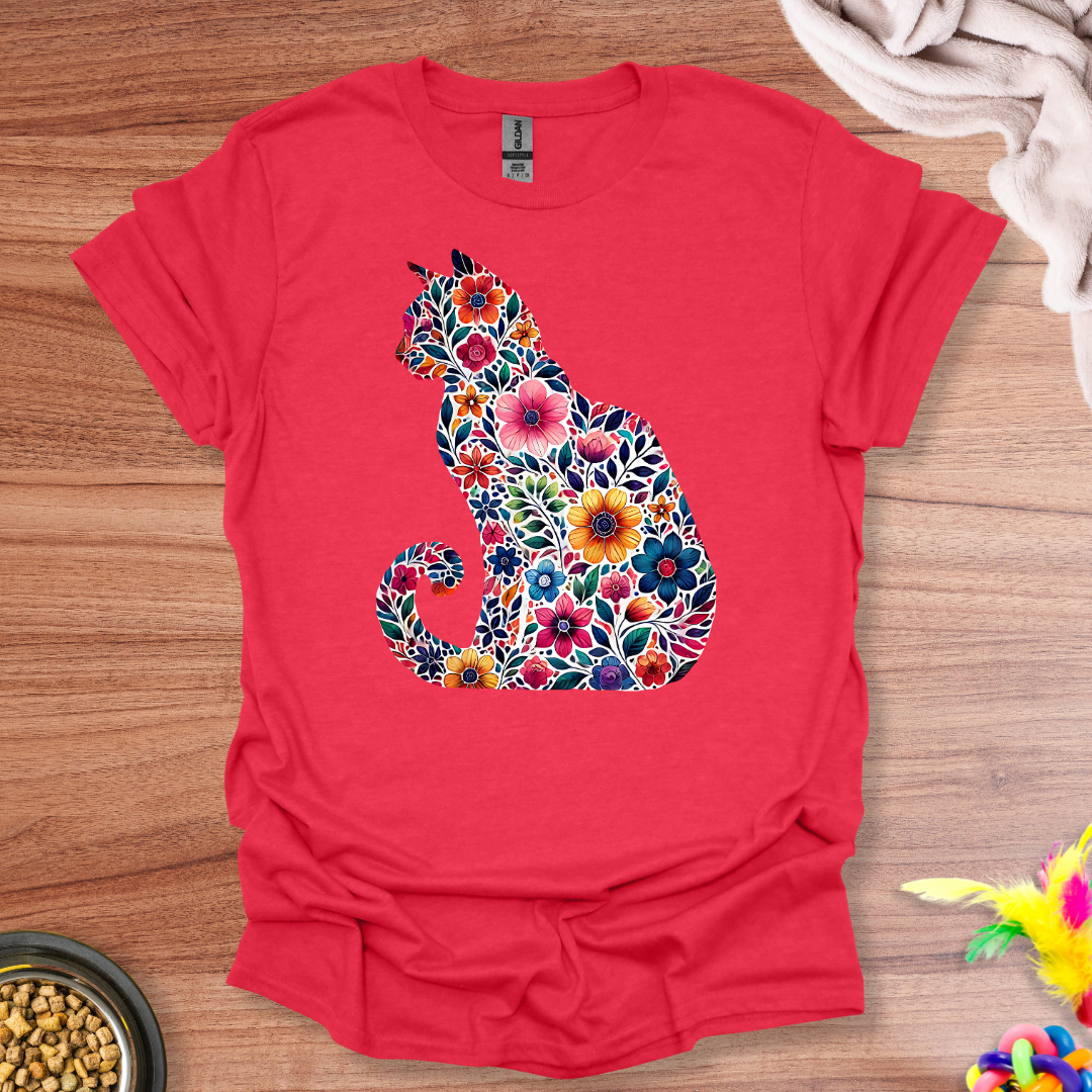 Floral Feline Elegance T-Shirt