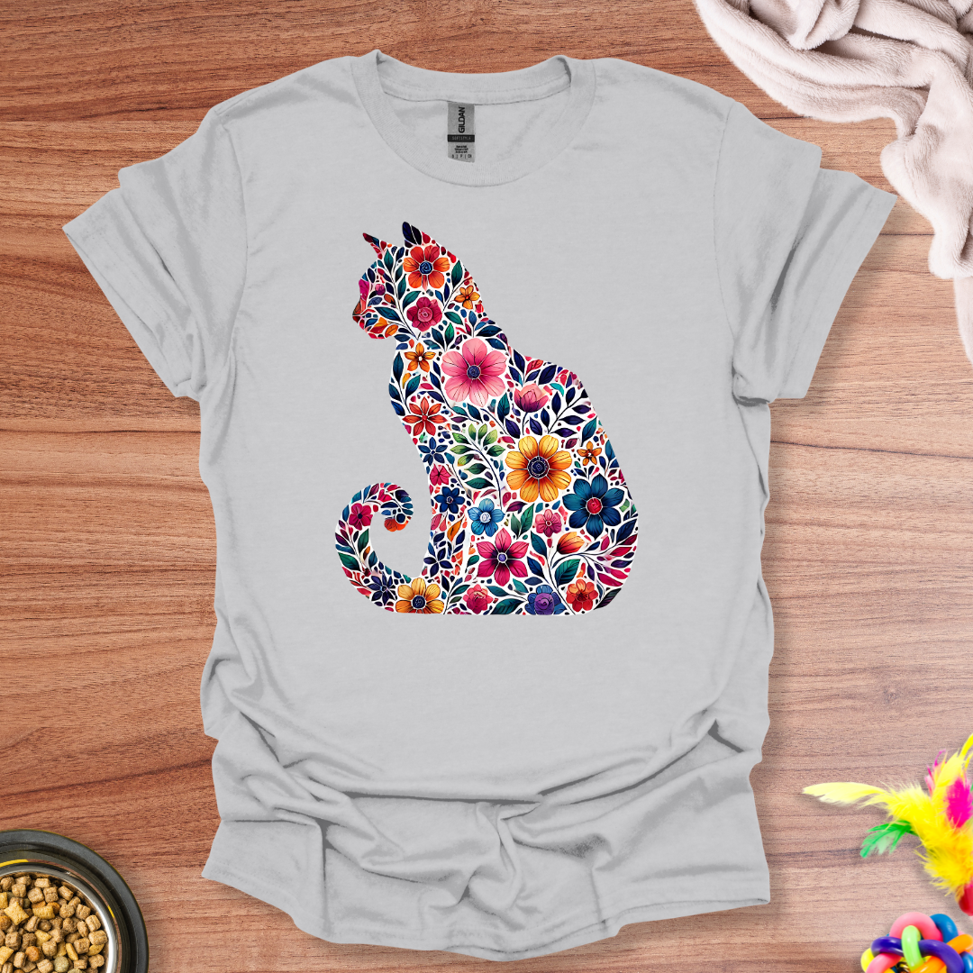 Floral Feline Elegance T-Shirt