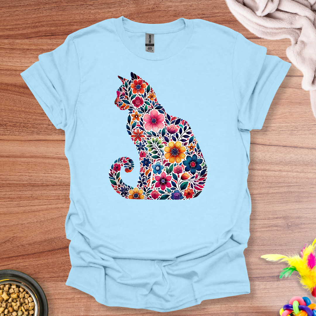 Floral Feline Elegance T-Shirt