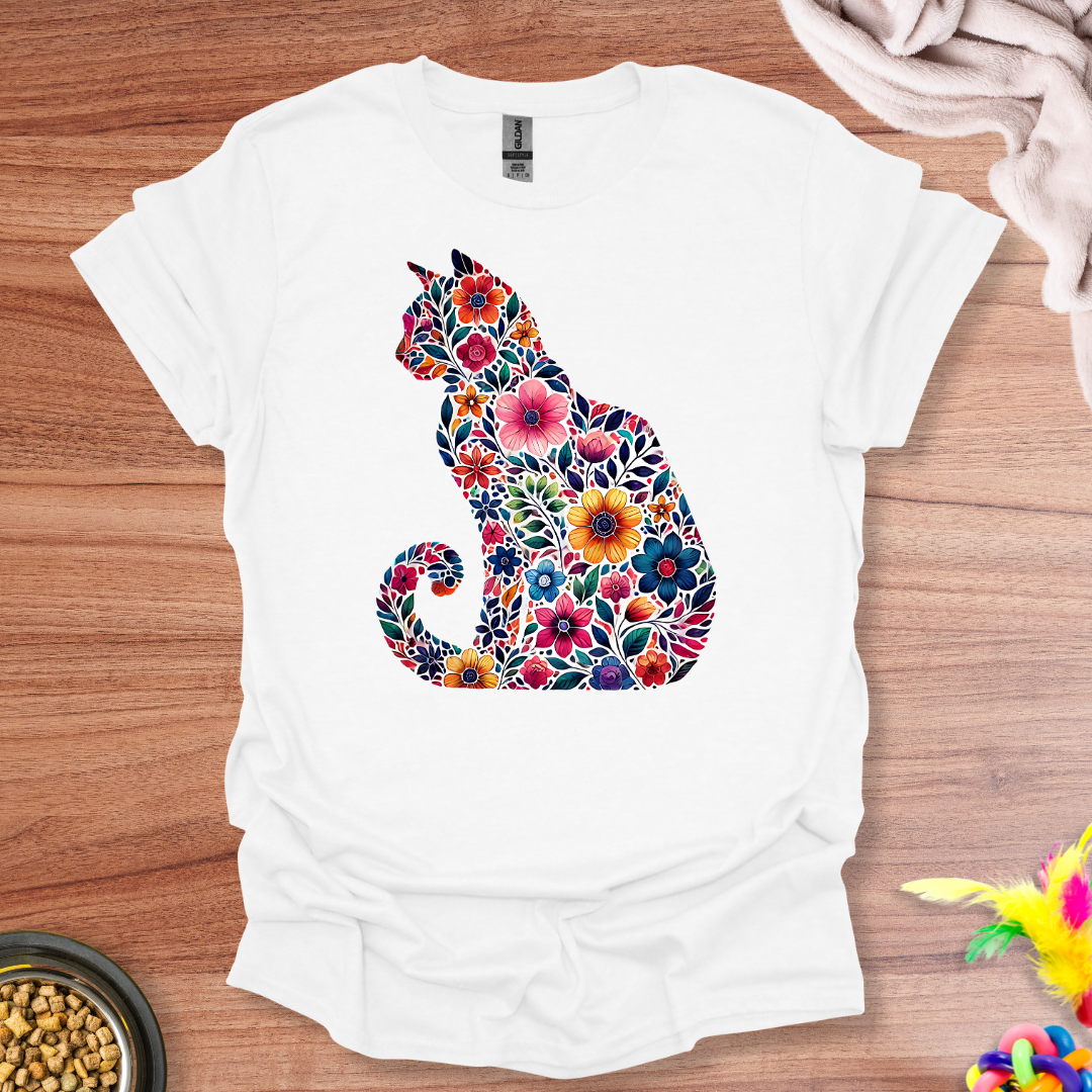 Floral Feline Elegance T-Shirt