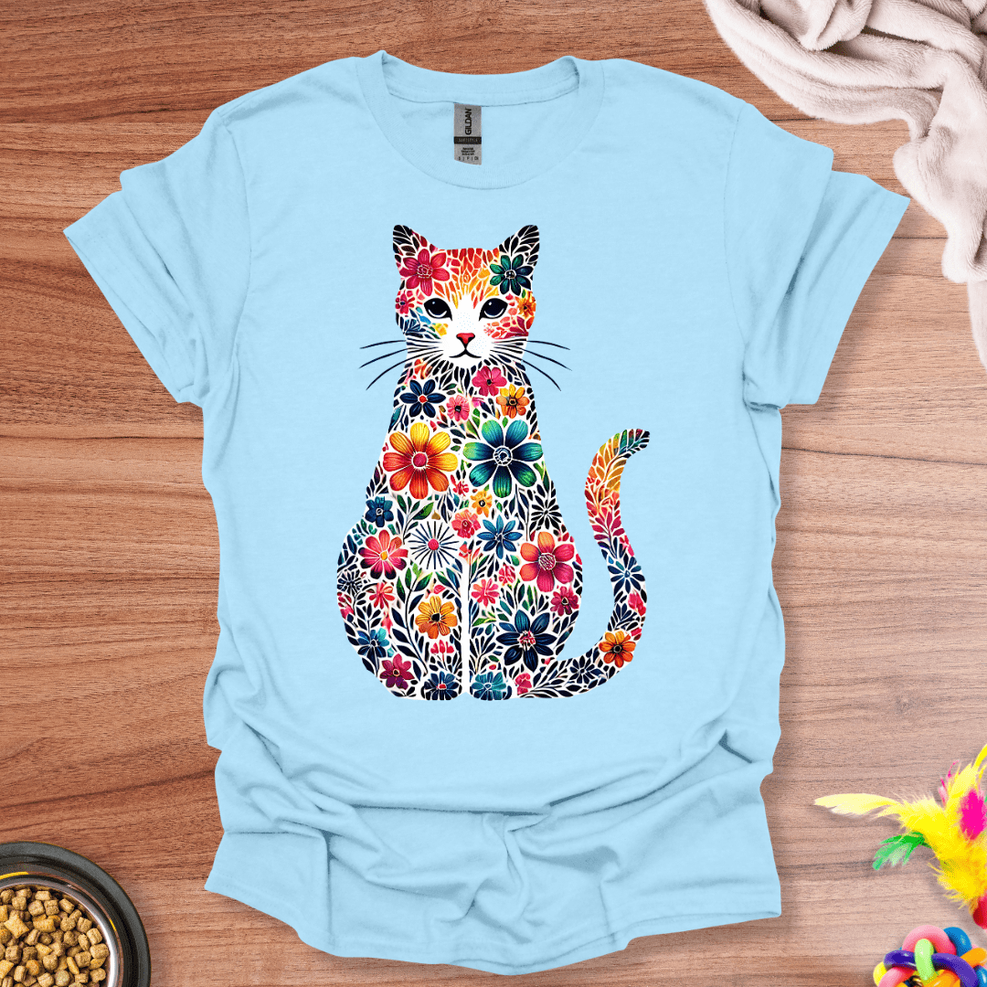 Floral Feline Silhouette T-Shirt