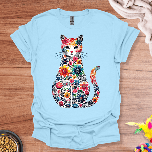 Floral Feline Silhouette T-Shirt