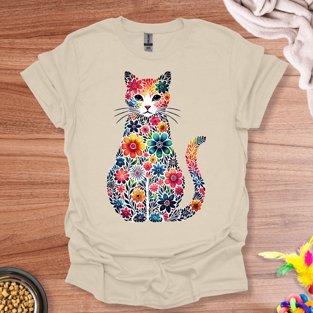 Floral Feline Silhouette T-Shirt