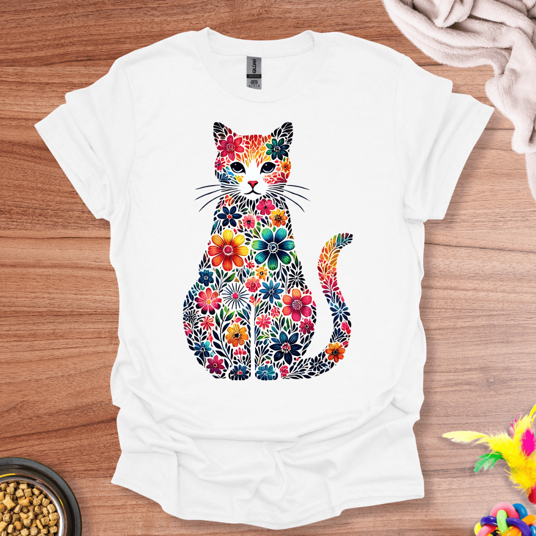 Floral Feline Silhouette T-Shirt