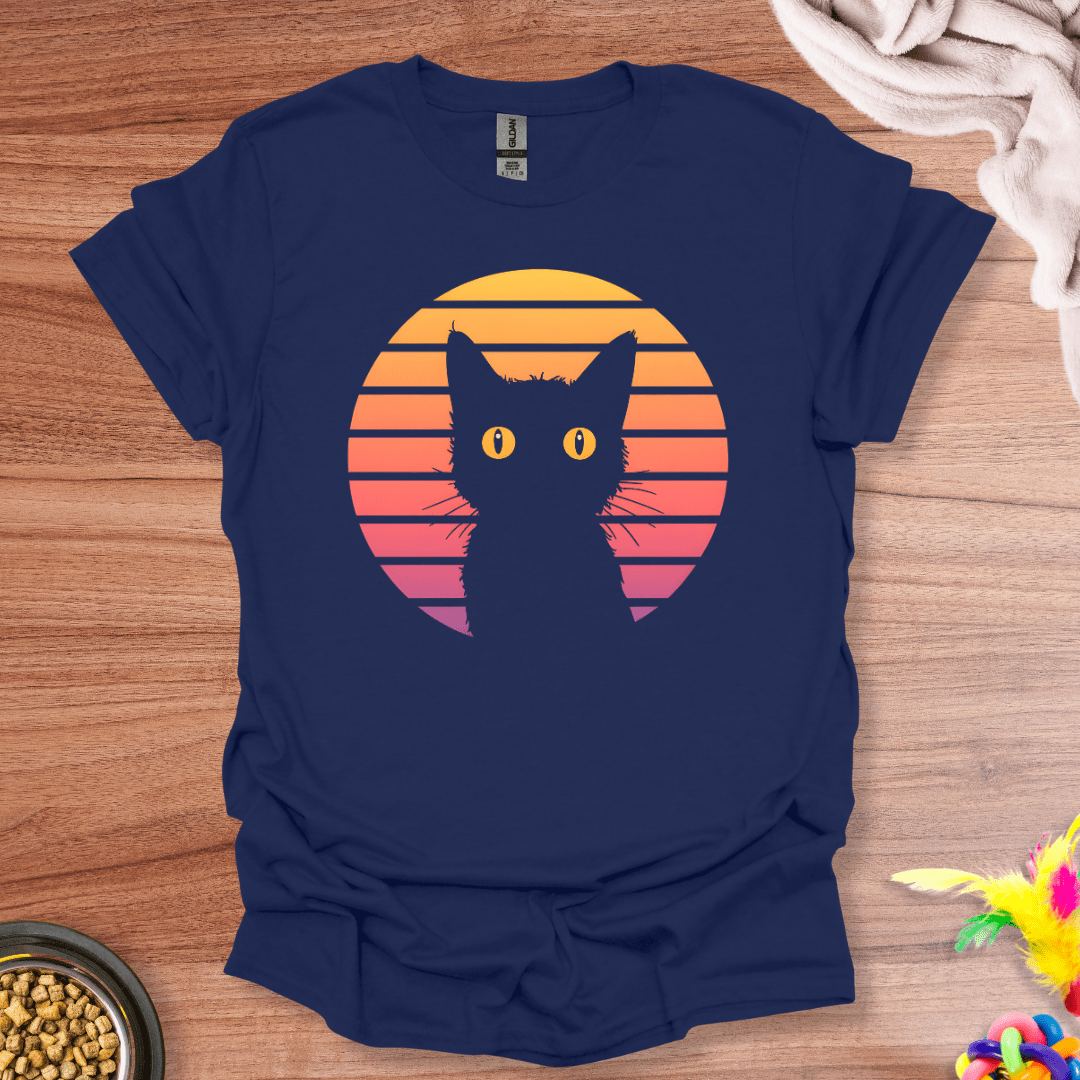 Retro Sunset Cat T-Shirt
